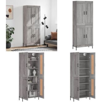 vidaXL Credenza Grigio Sonoma 69,5x34x180 cm in Legno Multistrato - Credenza grigia - Credenza moderna