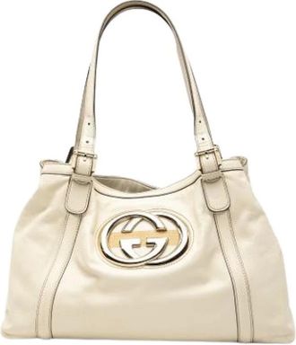 Gucci Pre-owned Shoulder Bags, female, White, Size: ONE SIZE Pre-owned Vintage Leather Tote