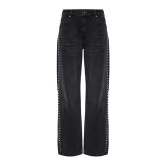AllSaints Jeans, Dames, Zwart, W27, Katoen, Sway Jeans Met Applicaties