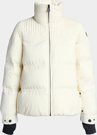 Moncler Anglins Leaf Embroidered Hooded Insulated Ski Jacket