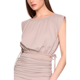 Susana Monaco Drawstring Waist Crop Top in Sandstone at Nordstrom, Size X-Large