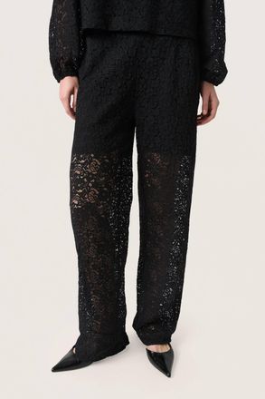 Soaked In Luxury Henni Elastic Waist Wide Leg Trousers In Black