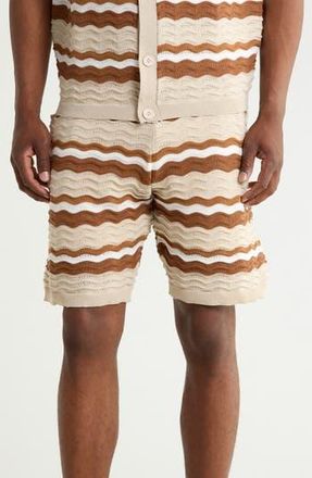 T.R. Premium Textured Knit Striped Shorts in Cream at Nordstrom Rack, Size Xx-Large