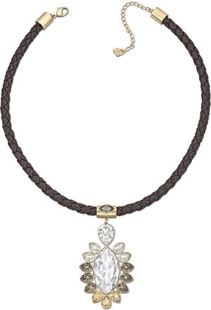 Swarovski Alabaster Pendant Gold-Plated Leather Cord