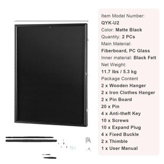 OEM Marco Expositor Para Camisetas Y Tarjetas Deportivas, Acabado Negro Mate, Protecci&oacute;n Uv, 590x790x40 Mm - 2 Unidades