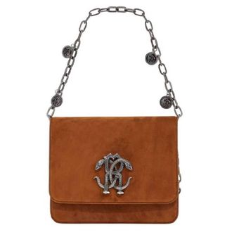 Roberto Cavalli Mirror Snake Monogram Shoulder Bag