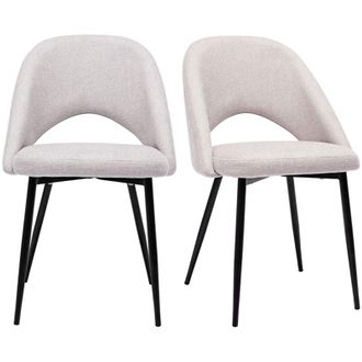 Miliboo Set De 2 Sillas Vintage De Tejido Efecto Aterciopelado Texturizado Beige Y Metal Negro Cosette