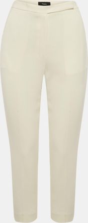 Theory Rice White Admiral Crepe High Waist Slim Fit Cropped Trousers