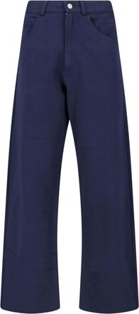 Maison Margiela Blue Cotton Wide-Leg Pants