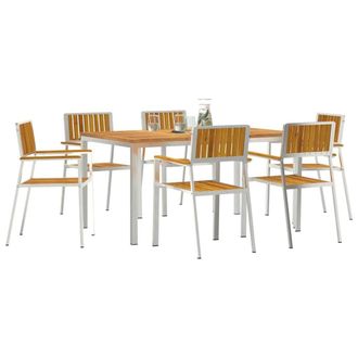 Berkfield Home Elegant 7 Piece Garden Dining Set Solid Wood Acacia in Brown