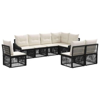 vidaXL Conjunto De Sof&aacute;s De Jard&iacute;n 8 Uds. 8 Plaza Negro Vidaxl