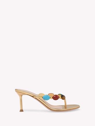 Gianvito Rossi Shanti Thong 70 Sandals in Metallic Gold at Nordstrom, Size 34.5