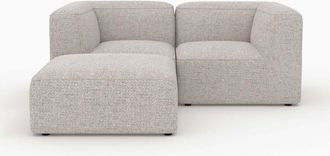 Rendez-Vous D&eacute;co Sof&aacute; Modular Hestia De Tela Beige De 2 Plazas Con Puf