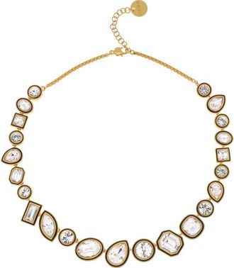 Reiss Cristiana Crystal Rock Enamel Chain Necklace in Gold Tone /Clear /Black at Nordstrom