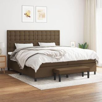 vidaXL Vidaxl - Cama Box Spring Con Colch&oacute;n Tela Marr&oacute;n Oscuro 200x200 Cm
