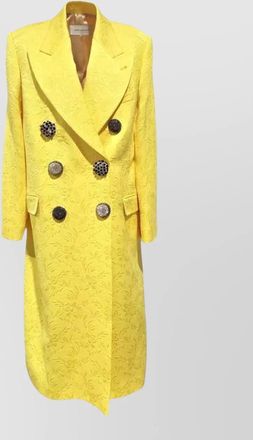 Dries Van Noten jewel button long coat textured lapels