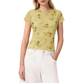 AllSaints Ellie Mesh T-Shirt in Empoli Yellow at Nordstrom, Size 10 Us
