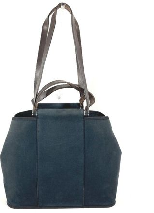 Herm&egrave;s Black Leather Canvas Shoulder Bag Tote Bag (Pre-Owned)