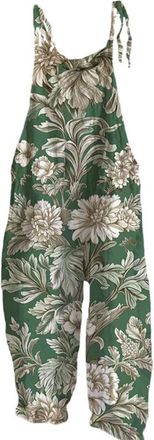 Generic womens 1940s clothing Dungarees Wide Leg Boho Print Jumpsuit Floral Loose Fit Playsuits Cotton Linen Summer Beach Sleeveless Rompers Bib Overalls Brea