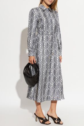 Max Mara Silk Dress Faraone, Womens, Navy Blue