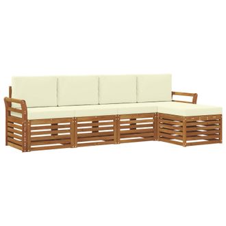 vidaXL Conjunto De Sof&aacute;s De Exterior Con Coj&iacute;n 5 Pcs Natural Y Crema Vidaxl