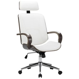 vidaXL Vidaxl Silla Oficina Con Reposacabezas Cuero Sint&eacute;tico Madera Blanco