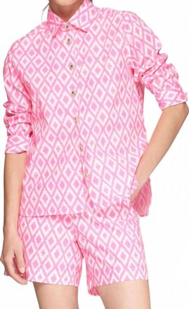 Vilagallo Sandra Ikat Shirt In Pink/navy