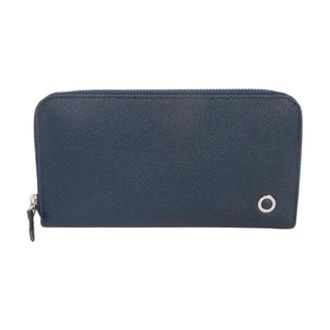 Bulgari Pre-owned BB Man Grained Calf Leather Long Zip Wallet - Dames - Vintage Accessoires - Blauw - ONE Size - Leer - Vintage