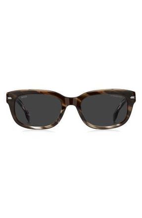 BOSS 53mm Rectangular Sunglasses in Brown Shaded Grey at Nordstrom Rack