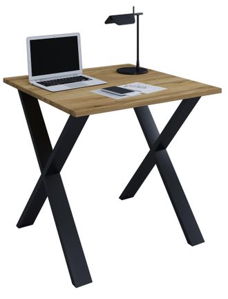 ebuy24 Vcm Wood Desk Al. 76 X An. 80 X P. 80 Cm Mesa De Ordenador Lisa Pies De Metal De Alta Calidad Mesa De Trabajo Muebles De Oficina - Lona X (negro / Rob