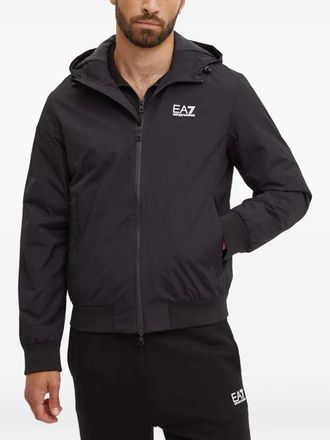 Emporio Armani hooded zip jacket - men - Polyamide/Polyester/Polyamide - L - Black