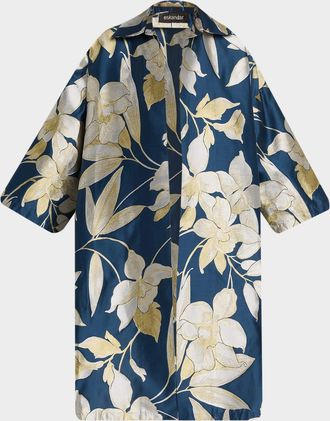 Eskandar Sloped-Shoulder Wide A-Line Open Jacket