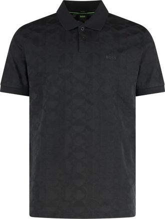 HUGO BOSS Circle Jacquard Polo Shirt - Heren - Polos - Zwart - XS - Katoen - Tops
