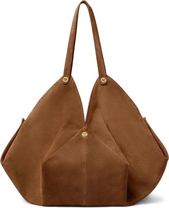 Versace Borsa a spalla Protea grande in pelle scamosciata - Marrone