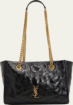 Saint Laurent Niki Small East-West Chevron Leather Shopping Bag