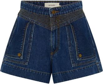 Kivari Womens Celene Paneled Short In Mid Blue