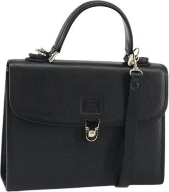 Burberry Pre-owned Handbags, female, Black, Size: ONE SIZE Pre-owned Leather Handbag