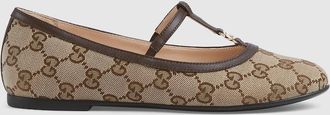 Gucci Kids - Teen Double G Ballet Flat, Beige, Fabric