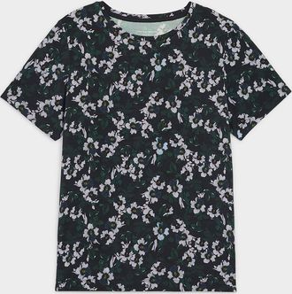 Contemporaine Womens Patterned flowy crew-neck T-shirt