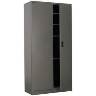 Loops Floor Standing Steel Cabinet - 900 x 400 x 1800mm - Two Door - Four Shelves in Metallics