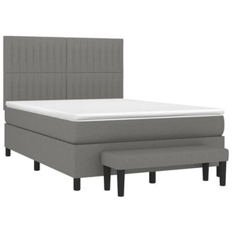 vidaXL Vidaxl - Giroletto A Molle Con Materasso Grigio Scuro 140x190 Cm Tessuto