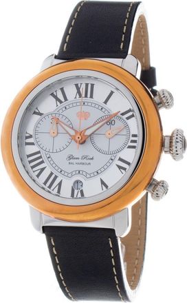 Glam Rock Black Leather Dress Womens Watch