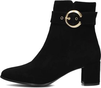 Notre-V Zwarte su&egrave;de enkellaarsjes - Dames - Laarzen met Hak - Zwart - 42 EU - Su&egrave;de - Schoenen