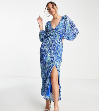 Asos Tall ASOS DESIGN Tall - Vestito midi pliss&eacute; a fiori con bottoni-Multicolore