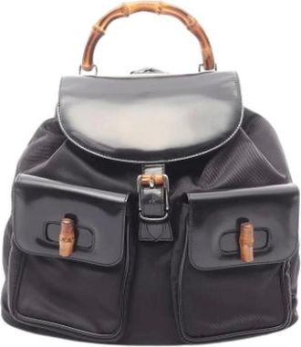 Gucci Pre-owned Backpacks, female, Black, Size: ONE SIZE Pre-owned Enamel Leather Backpack