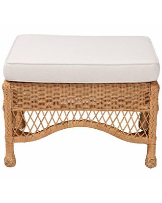 Baxton Studio Brooklyn Bohemian Braided Rattan Ottoman Stool