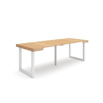 Skraut Home Mesa Consola Extensible, Mesa Comedor Plegable, 220, Para 10 Comensales, Patas Madera Maciza, Estilo Moderno, Roble - Skraut Home