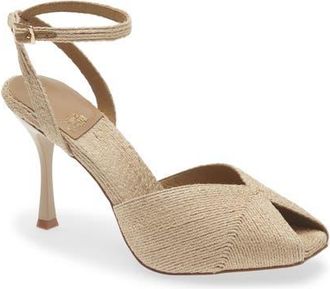 Jeffrey Campbell Behoove Ankle Strap Peep Toe Pump in Natural Jute at Nordstrom, Size 6.5