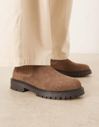 Asos Stivaletti Chelsea in camoscio color marrone chiaro con elastico tono su tono-Neutro