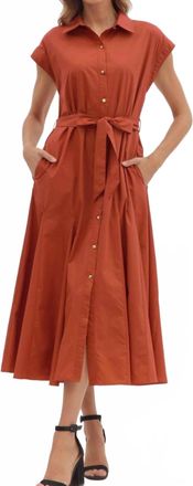 Entro Paula Button Down Midi Dres In Brick